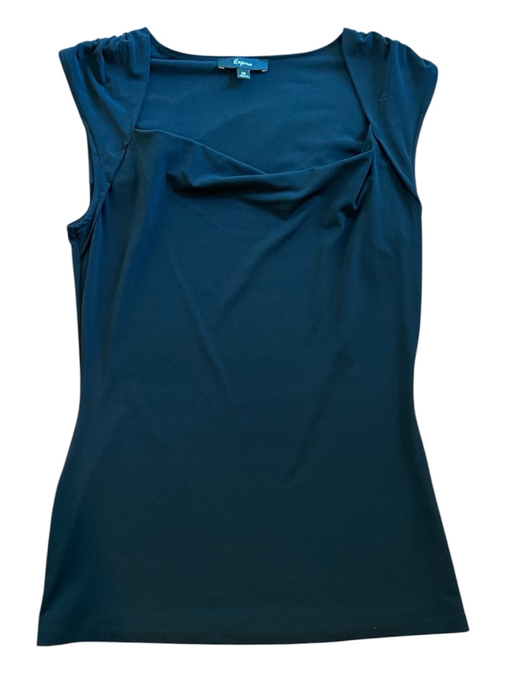 Express Black Cap-Sleeve Shirt Size M